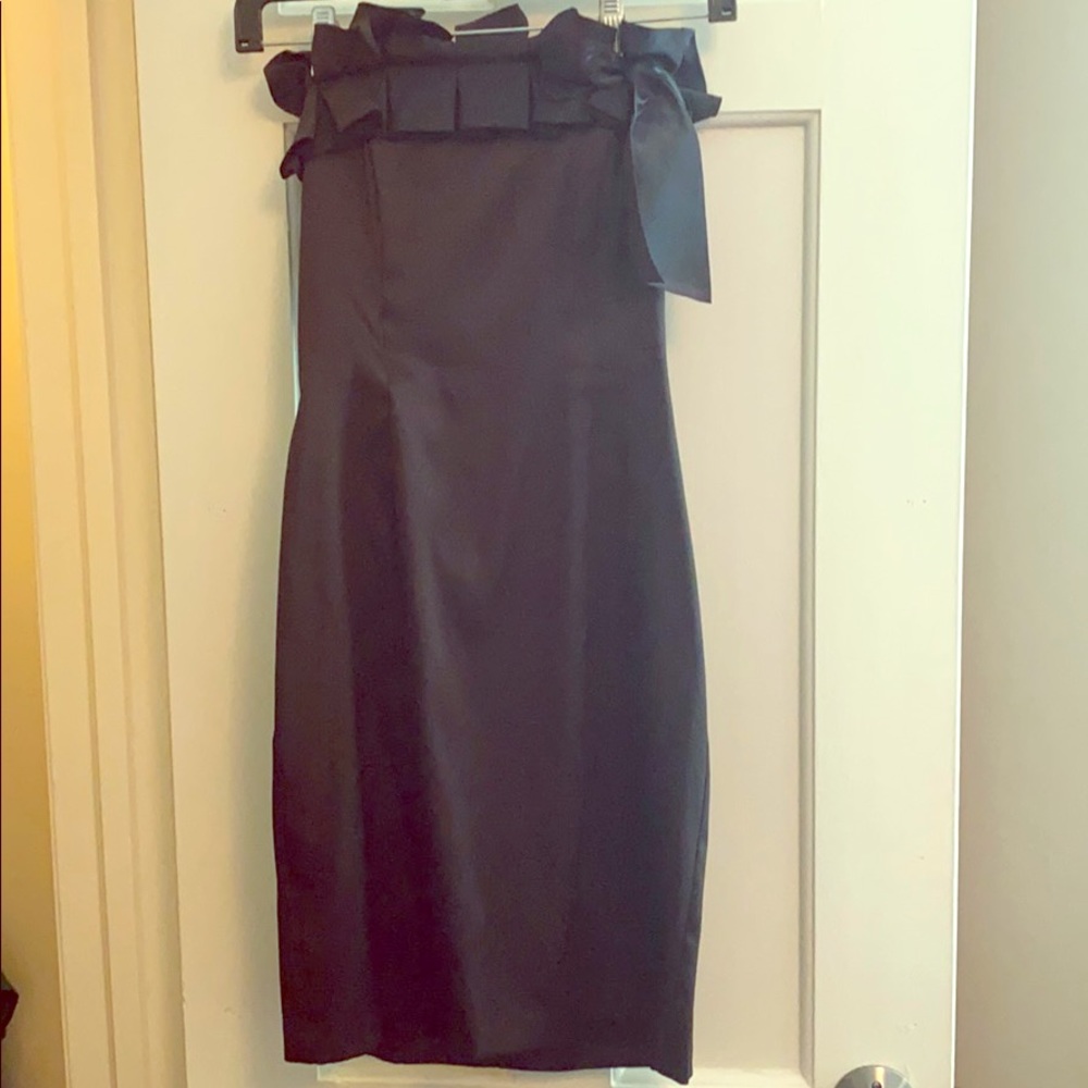 Black satin bow dress